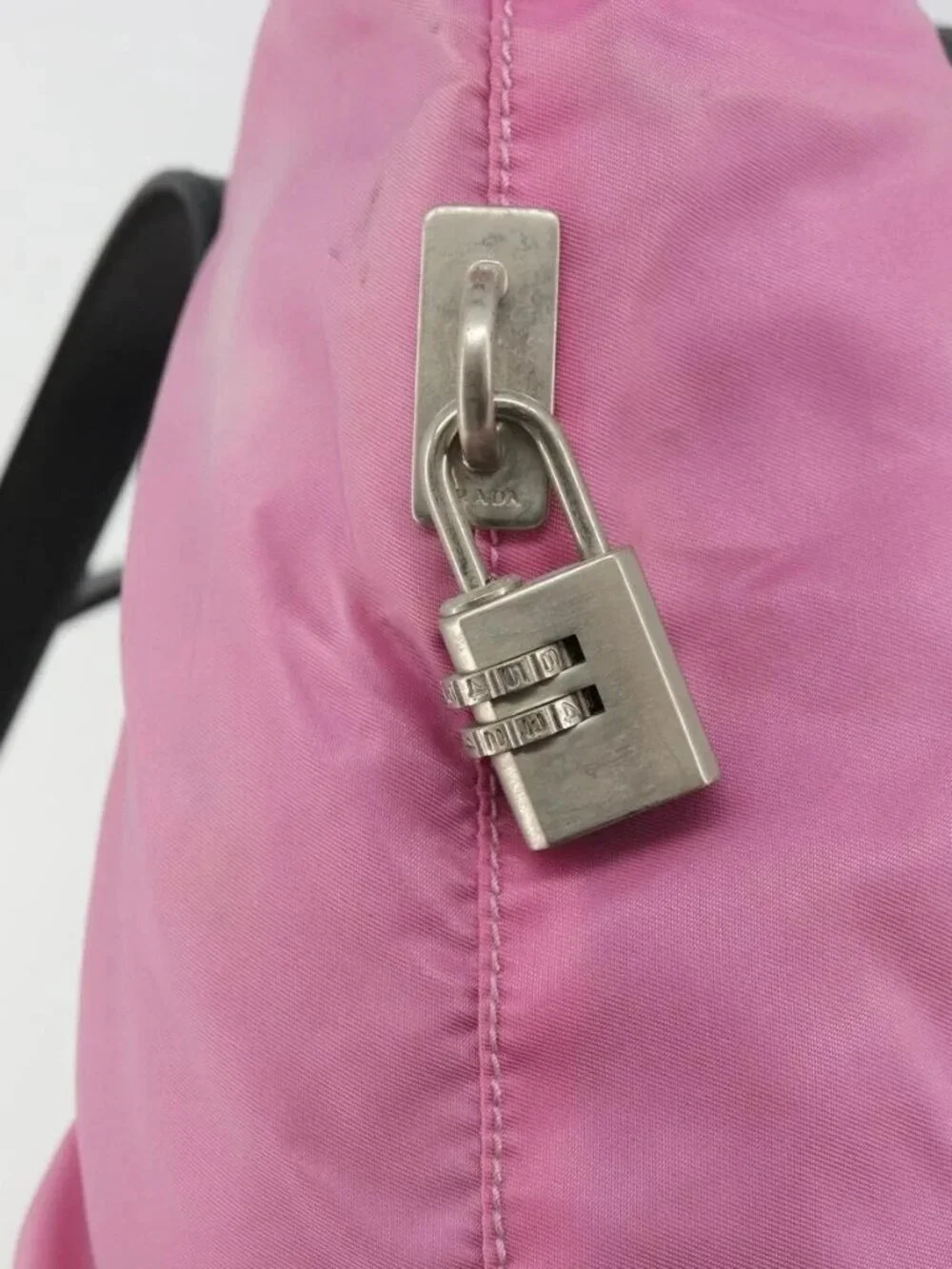 PRADA Shoulder Bag Nylon Pink Silver Auth 176628